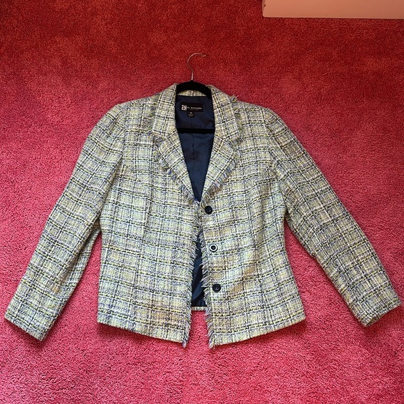 RL Richard Green, Blue, Multicolored Jacket with tweed, Fringe, Size 16 - Picture 3 of 8